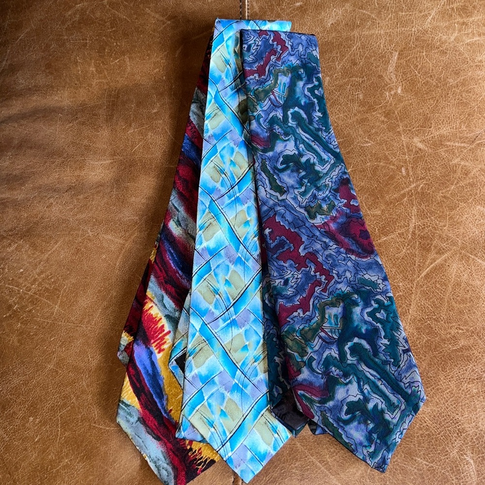 THREE J. Garcia Collector's Edition Ties - Red, Blue, Green Patterns